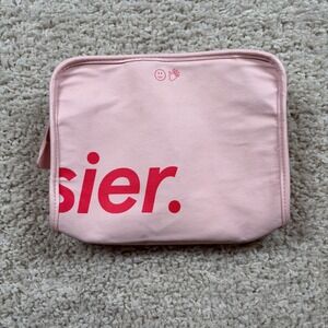 Glossier Beauty Bag Makeup Case Pink Red Good Condition Large Organizer Pouch